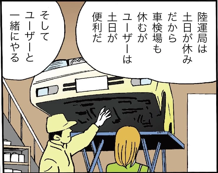 「陸運局は土日が休みだから車検場も休むが、ユーザーは土日が便利だ」「そしてユーザーと一緒にやる」